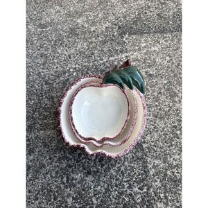 Vintage Spongeware Apple Shape Bowl‎ Set Of 3